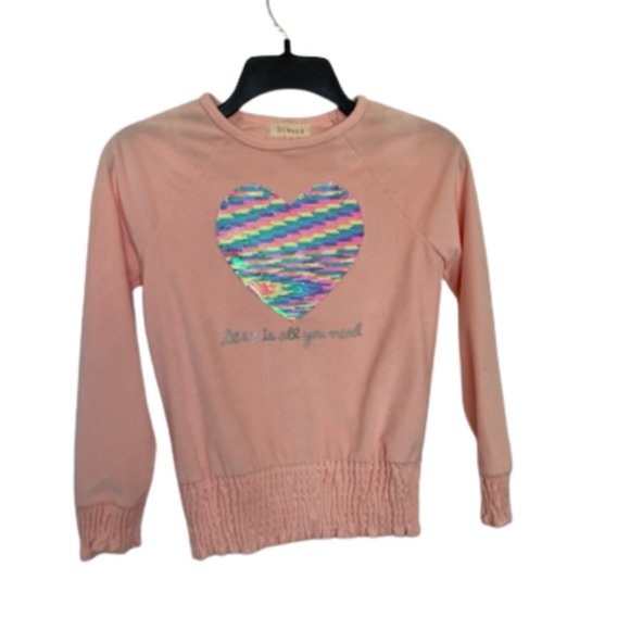 Girl's Long Sleeve Fleece Top with Heart Shaped Flip Sequins. Pink. NWT. Size 10 - Picture 7 of 8